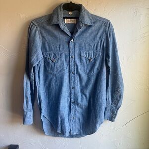 Vintage Ralph Lauren‎ Western Wear Women’s Denim Boot Stitch Snap Button Sz 4